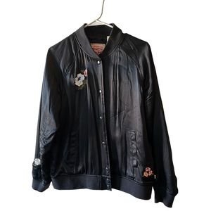 Authentic Women’s Levi's Strauss Bomber Jacket with Asian Inspired Patches Black